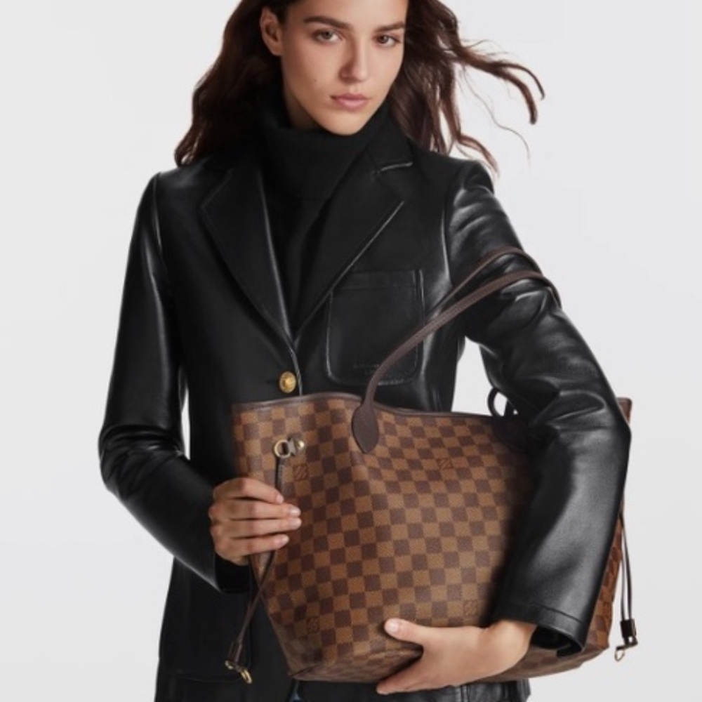 Louis Vuitton DAMIER EBENE MM NEVERFULL TOTE SHOULDER BAG Dust Bag And COA